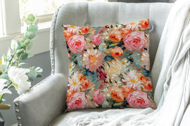 Decorative fabric Half-Panama Roses acrylic *From 50cm - 0