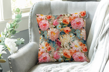 Decorative fabric Half-Panama Roses acrylic *From 50cm - 0