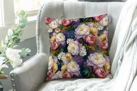 Decorative fabric half-Panama roses black *From 50cm - 0