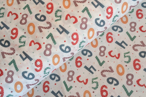 Baumwolle digital bedruckt bunte Zahlen *Ab 50cm