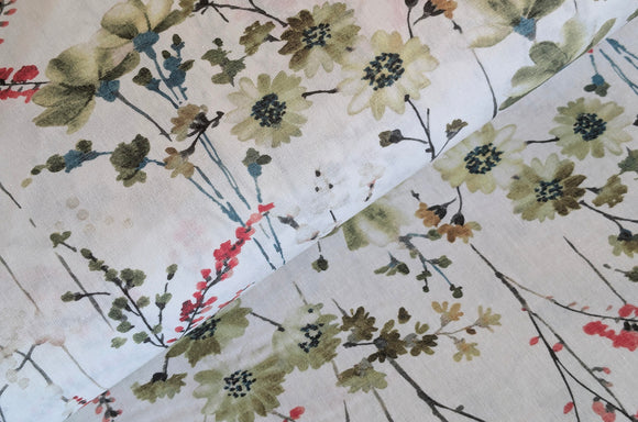 Baumwolle digital bedruckt Strauchblumen *Ab 50cm