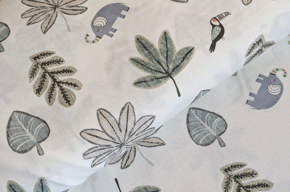 Baumwolle digital bedruckt Dschungel Elefanten grün *Ab 50cm