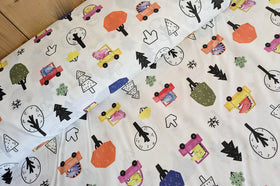 Baumwolle digital bedruckt Dinos im Auto *Ab 50cm