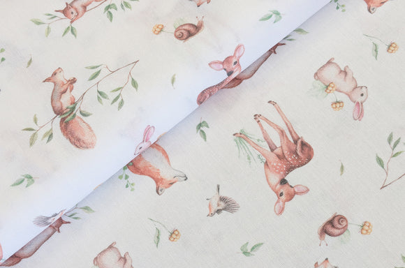 Baumwolle digital bedruckt Tiere im Wald *Ab 50cm