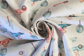 Baumwolle digital bedruckt Tiere im Rennwagen *Ab 50cm - 0