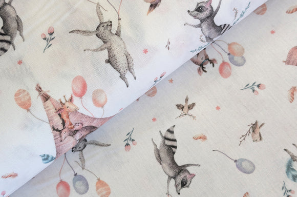 Baumwolle digital bedruckt Waldtier-Party *Ab 50cm