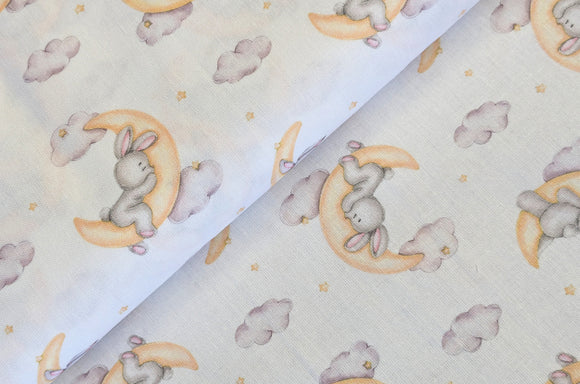 Baumwolle digital bedruckt Hasen auf Mond *Ab 50cm