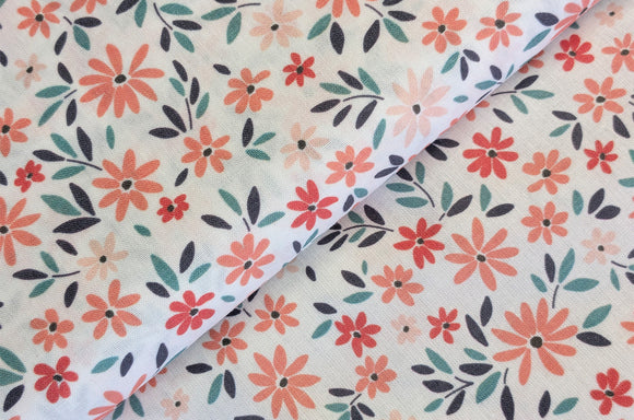 Baumwolle digital bedruckt Blümchen orange *Ab 50cm