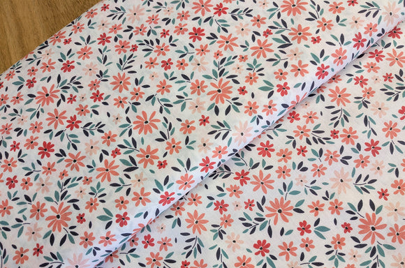 Baumwolle digital bedruckt Blümchen orange *Ab 50cm