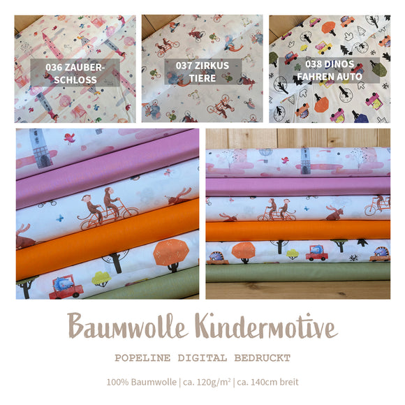 Baumwolle digital bedruckt Dinos im Auto *Ab 50cm