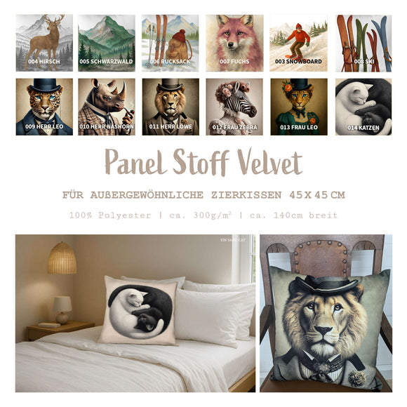 Samt Panele bedruckt für Kissen 45 x 45 cm