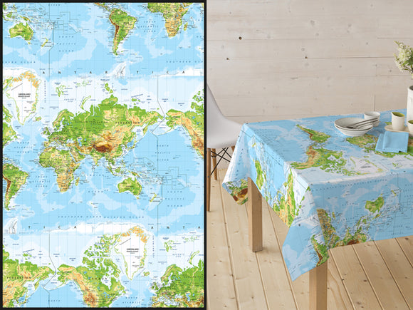 Tischdeckenstoff recycelt Weltkarte *Ab 50cm