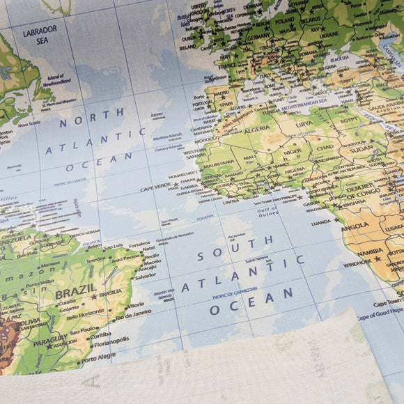 Tischdeckenstoff recycelt Weltkarte *Ab 50cm