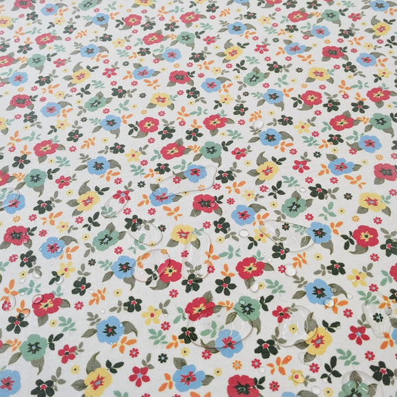 Tischdeckenstoff recycelt Streublümchen *Ab 50cm