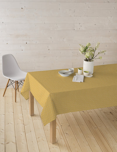 Tischdeckenstoff recycelt Retro gelb *Ab 50cm - 0
