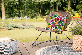 Canvas wasserabweisend Dschungelblumen weiß *Ab 50cm - 0