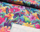Canvas wasserabweisend Dschungelblumen petrol *Ab 50cm-3