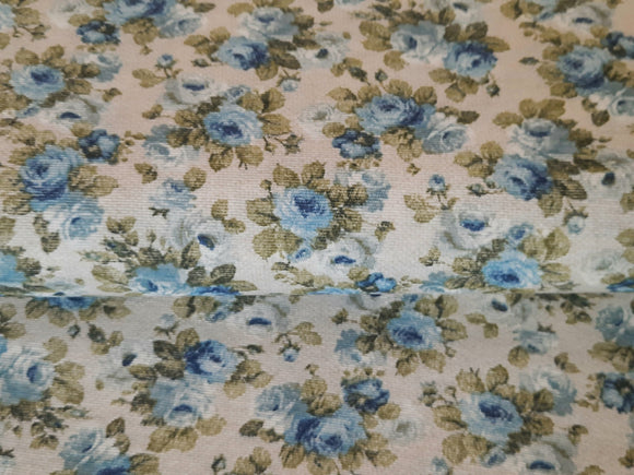 Tissu déco roses bleu *À partir de 50cm
