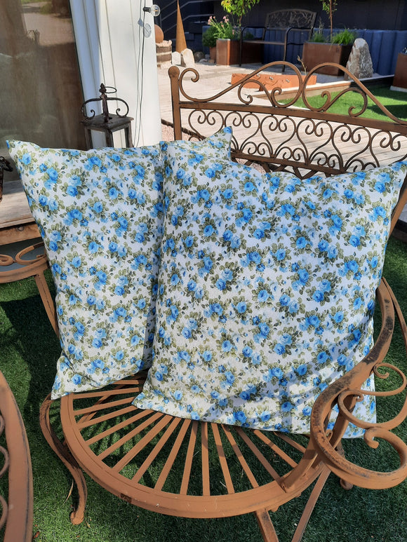 Tissu déco roses bleu *À partir de 50cm