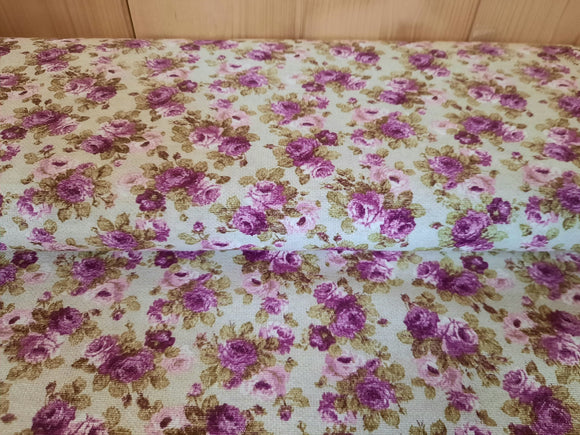 Tissu déco roses violet *À partir de 50cm
