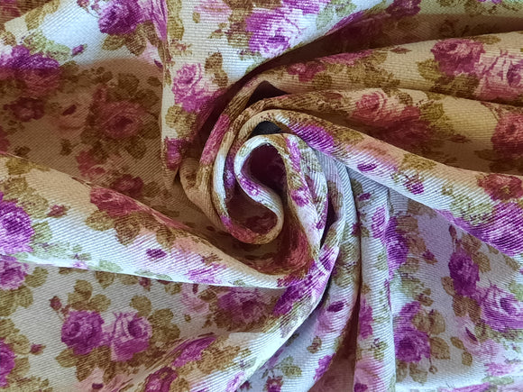 Tissu déco roses violet *À partir de 50cm