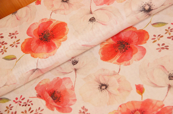 Tissu déco coquelicots *À partir de 50 cm