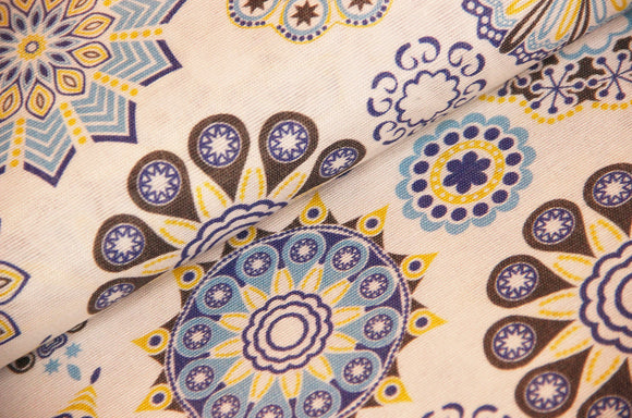 Tissu déco mandala bleu*À partir de 50 cm