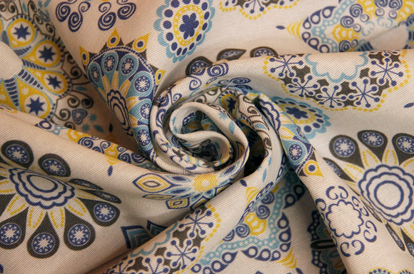 Tissu déco mandala bleu*À partir de 50 cm