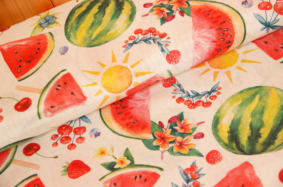 Tissu déco pastèque *À partir de 50 cm