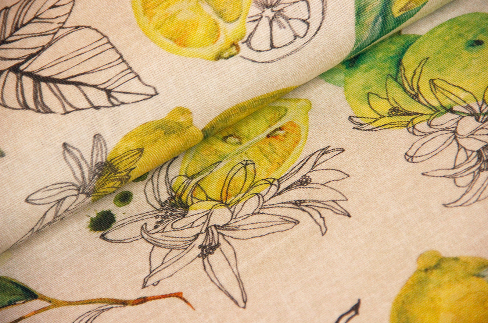 Tissu déco citrons *À partir de 50 cm
