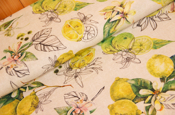 Tissu déco citrons *À partir de 50 cm