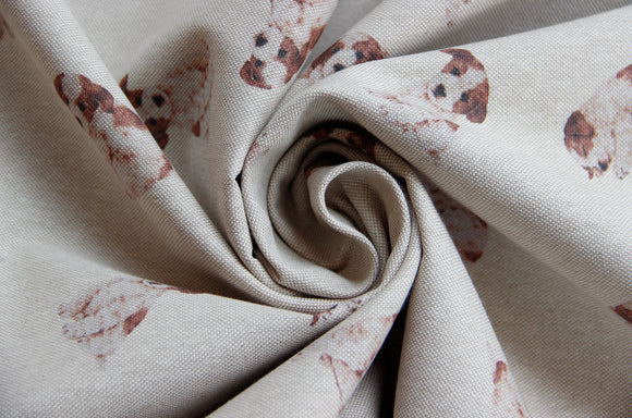 Tissu déco semi panama chien chiots * A partir de 50 cm