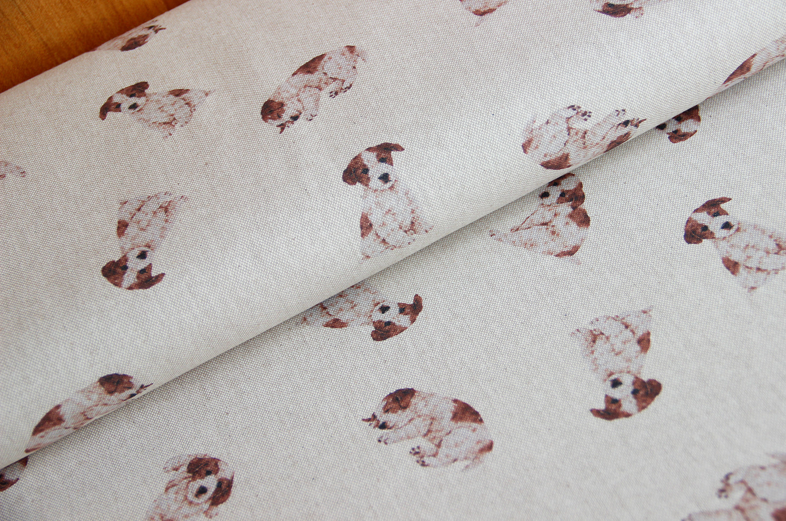 Tissu déco semi panama chien chiots * A partir de 50 cm