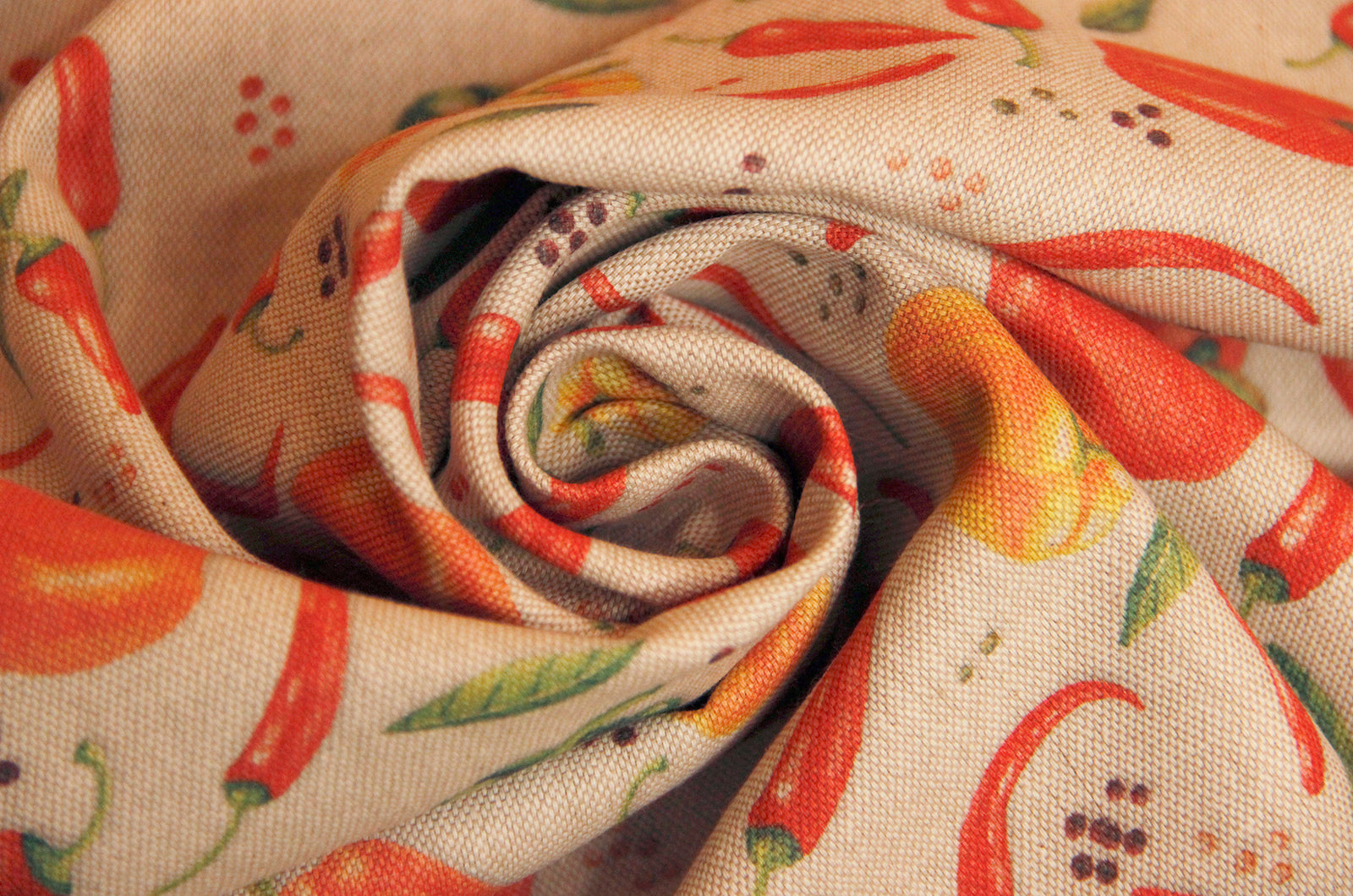 Tissu déco demi-panama poivrons &amp; piment * A partir de 50 cm