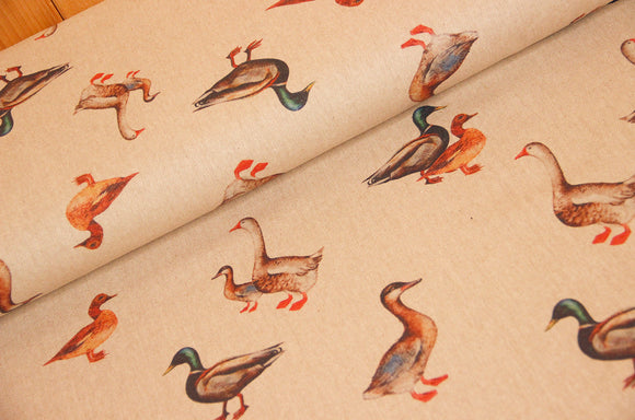 Tissu déco demi panama canards *À partir de 50 cm