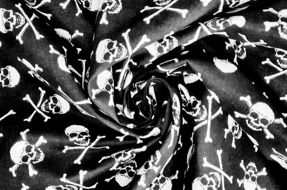 Coton imprimé têtes de mort bio * A partir de 25 cm