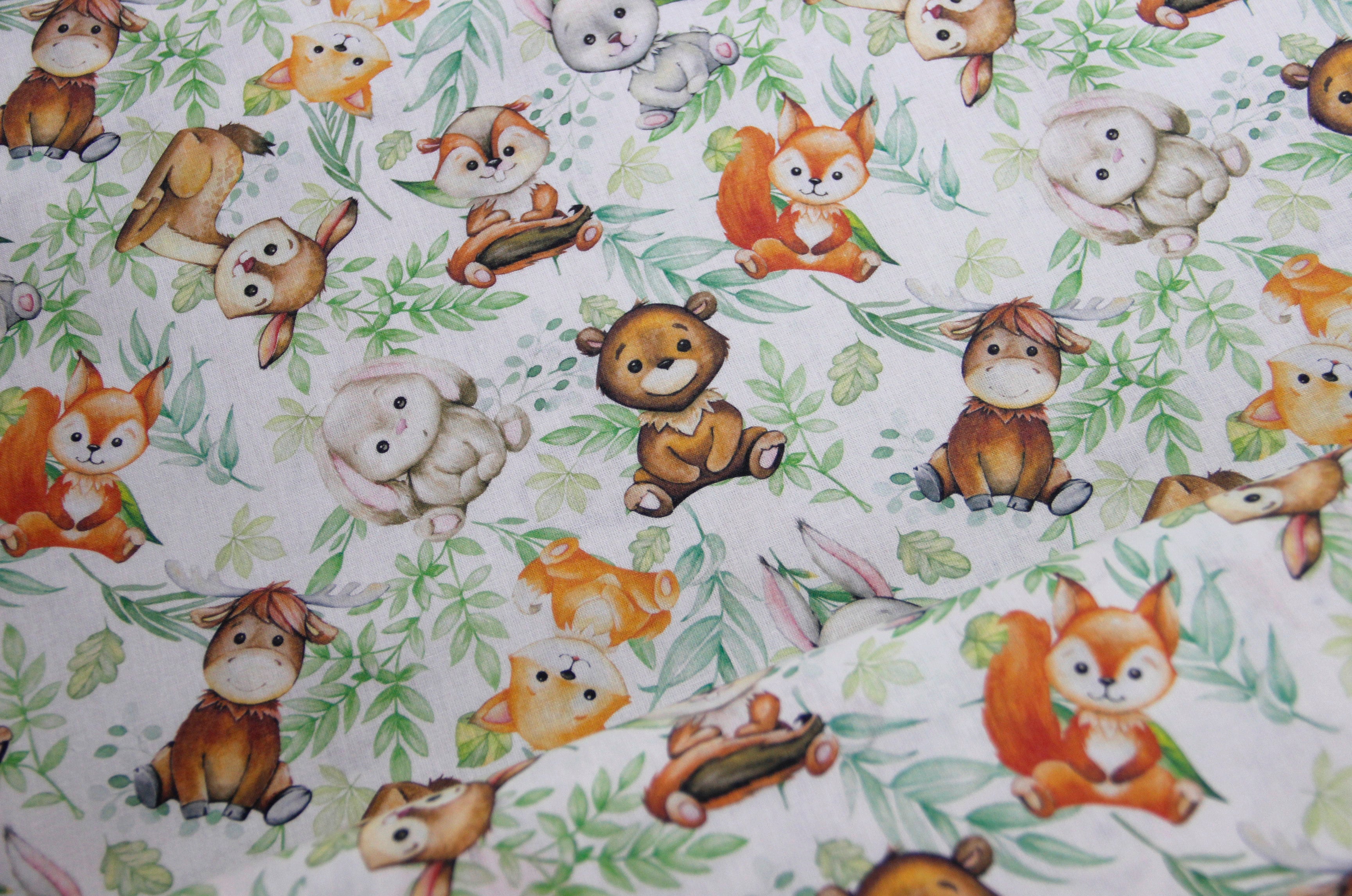 Cotton digital print forest animals * From 50 cm-1