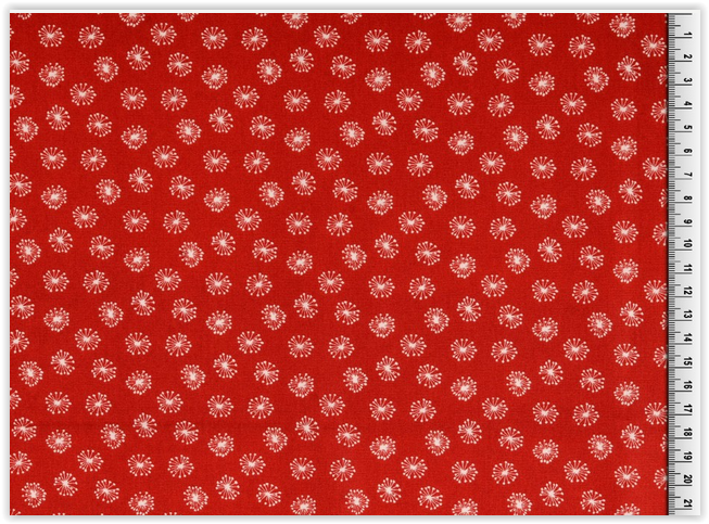 Buy 015-red Cotton print by the meter Dandelion * From 25 cm