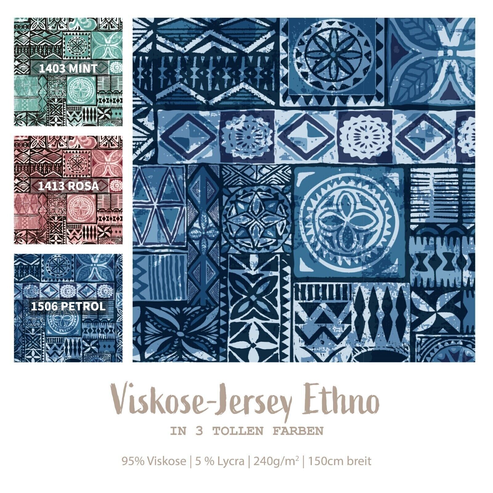 Viskosejersey bedruckt Ethno *Ab 50 cm