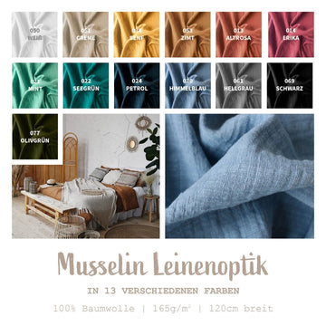 Musselin Leinenoptik *Ab 25 cm