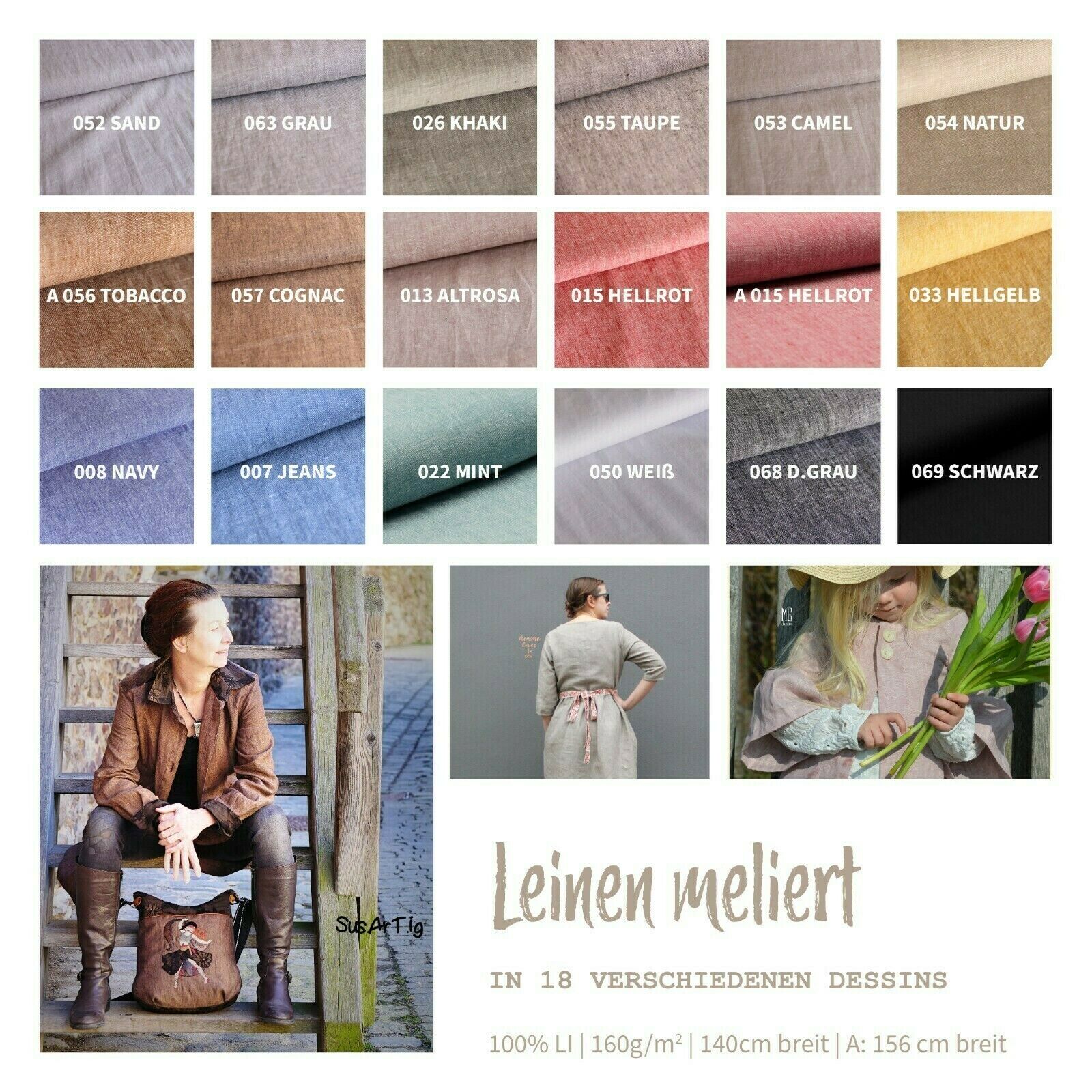 Leinen meliert * Ab 50 cm