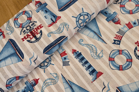 Dekostoff Leuchtturm & Boote *Ab 50 cm