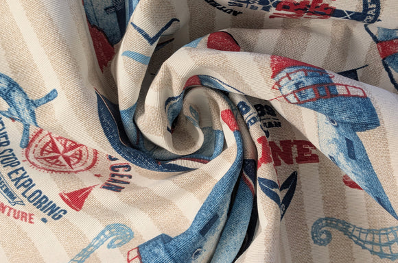 Dekostoff Leuchtturm & Boote *Ab 50 cm