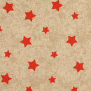 Dekostoff Halbpanama rote Sterne auf beige *Ab 50cm-3