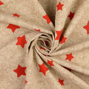 Dekostoff Halbpanama rote Sterne auf beige *Ab 50cm-5