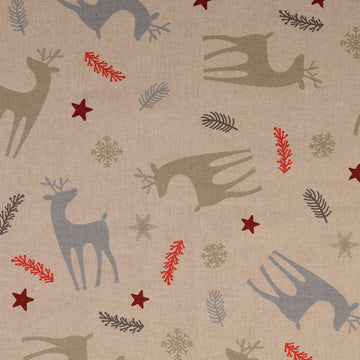 Dekostoff Halbpanama Hirsche auf beige *Ab 50cm