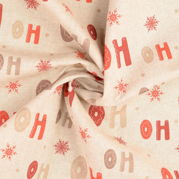Dekostoff Halbpanama Hohoho auf beige *Ab 50cm