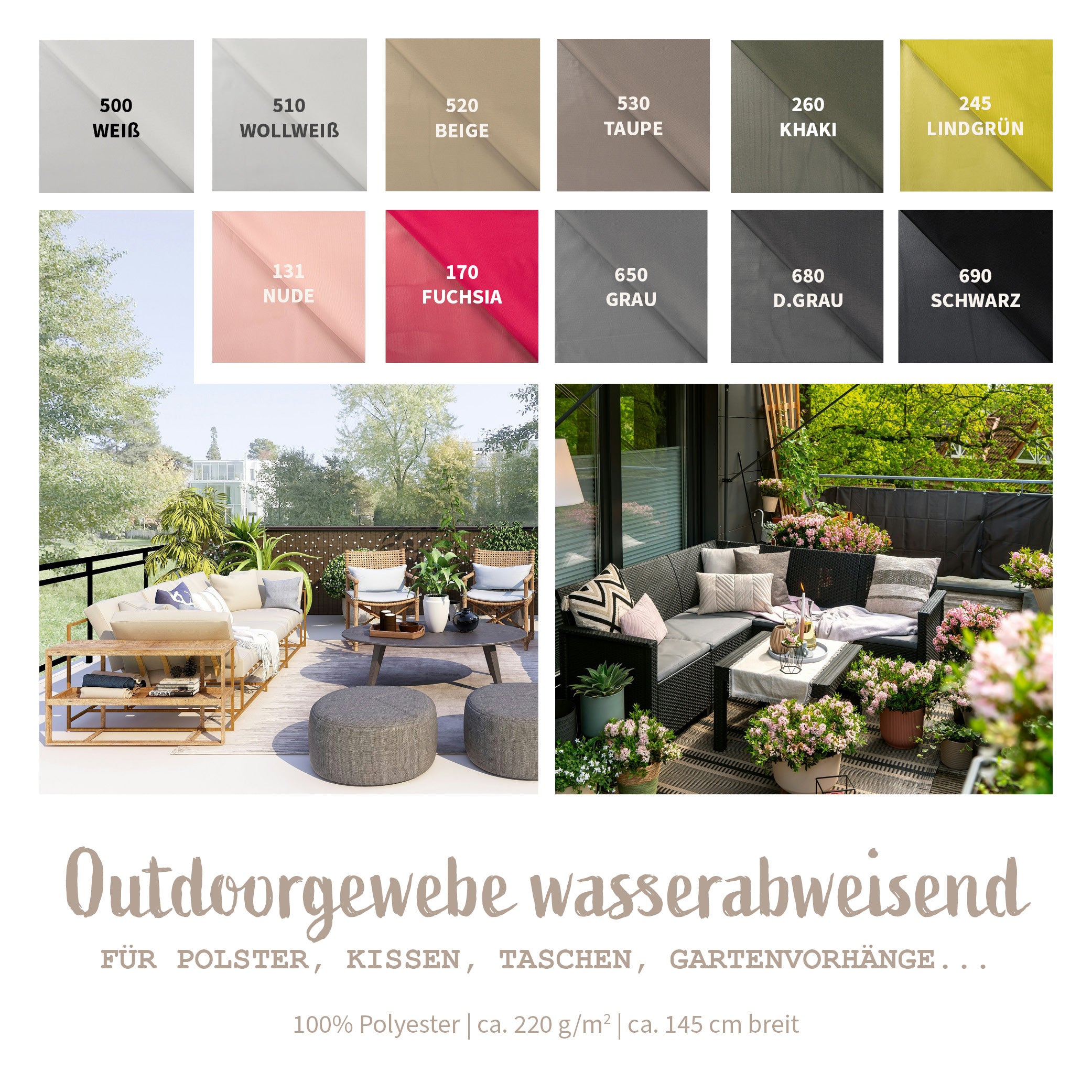 Outdoorstoff wasserabweisend *Ab 50cm