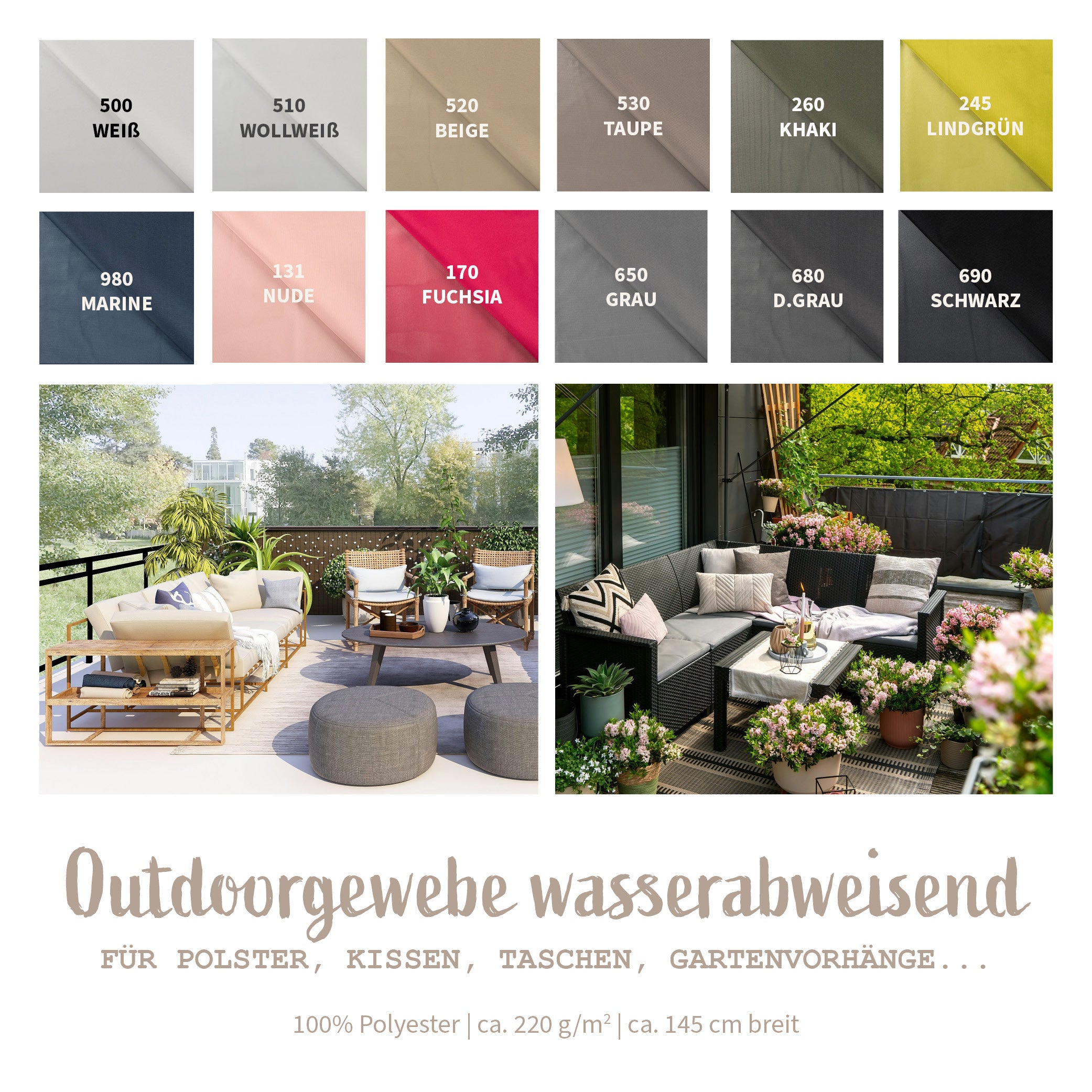 Outdoorstoff wasserabweisend *Ab 50cm