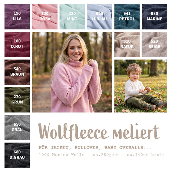Wollfleece meliert *Ab 50cm